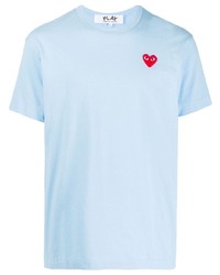 Мужская голубая футболка с круглым вырезом с вышивкой от Comme Des Garcons Play