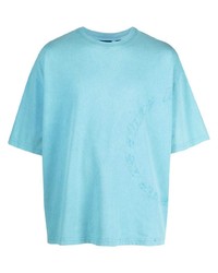 Мужская голубая футболка с круглым вырезом с вышивкой от Daily Paper