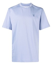 Мужская голубая футболка с круглым вырезом с вышивкой от Daily Paper