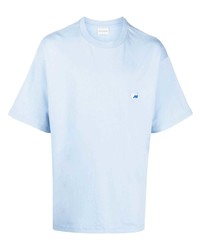 Мужская голубая футболка с круглым вырезом с вышивкой от Drôle De Monsieur