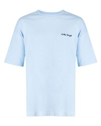 Мужская голубая футболка с круглым вырезом с вышивкой от FIVE CM