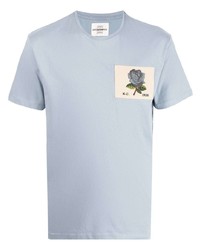 Мужская голубая футболка с круглым вырезом с вышивкой от Kent & Curwen
