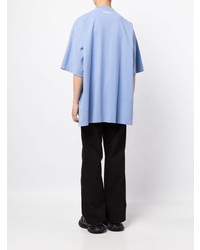 Мужская голубая футболка с круглым вырезом с вышивкой от Vetements