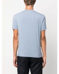 Мужская голубая футболка с круглым вырезом с вышивкой от Giorgio Armani