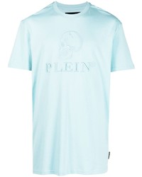 Мужская голубая футболка с круглым вырезом с вышивкой от Philipp Plein