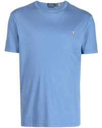 Мужская голубая футболка с круглым вырезом с вышивкой от Polo Ralph Lauren