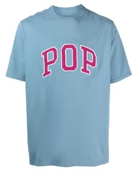 Мужская голубая футболка с круглым вырезом с вышивкой от Pop Trading Company