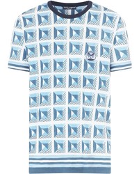 Мужская голубая футболка с круглым вырезом с геометрическим рисунком от Dolce & Gabbana
