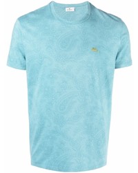 Мужская голубая футболка с круглым вырезом с "огурцами" от Etro