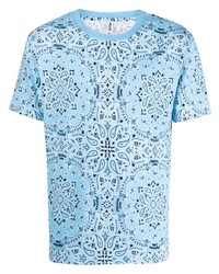 Мужская голубая футболка с круглым вырезом с "огурцами" от Moschino