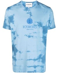 Мужская голубая футболка с круглым вырезом с принтом тай-дай от Iceberg