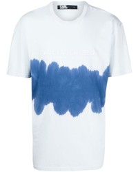 Мужская голубая футболка с круглым вырезом с принтом тай-дай от Karl Lagerfeld