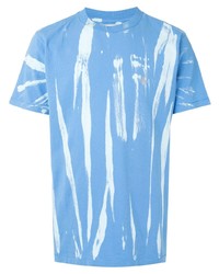Мужская голубая футболка с круглым вырезом с принтом тай-дай от Off-White