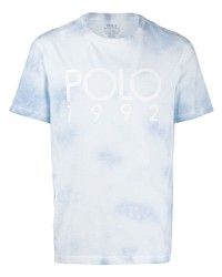 Мужская голубая футболка с круглым вырезом с принтом тай-дай от Polo Ralph Lauren