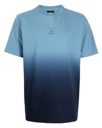 Мужская голубая футболка с круглым вырезом с принтом тай-дай от PS Paul Smith