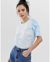 Женская голубая футболка с круглым вырезом с принтом тай-дай от Pull&Bear