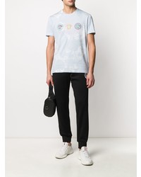 Мужская голубая футболка с круглым вырезом с принтом тай-дай от Versace