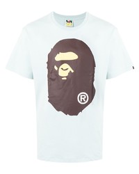 Мужская голубая футболка с круглым вырезом с принтом от A Bathing Ape