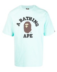 Мужская голубая футболка с круглым вырезом с принтом от A Bathing Ape