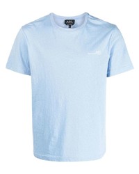 Мужская голубая футболка с круглым вырезом с принтом от A.P.C.