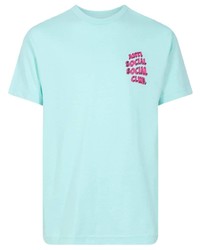 Мужская голубая футболка с круглым вырезом с принтом от Anti Social Social Club