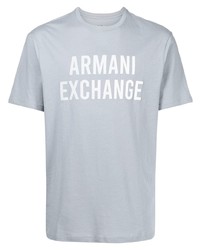 Мужская голубая футболка с круглым вырезом с принтом от Armani Exchange