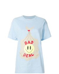 Женская голубая футболка с круглым вырезом с принтом от Bad Deal