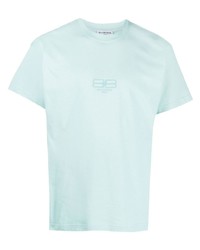 Мужская голубая футболка с круглым вырезом с принтом от Balenciaga