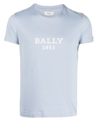 Мужская голубая футболка с круглым вырезом с принтом от Bally