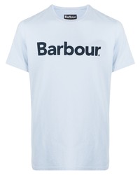Мужская голубая футболка с круглым вырезом с принтом от Barbour