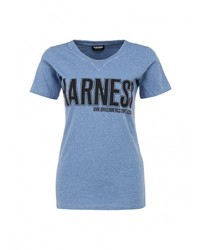 Женская голубая футболка с круглым вырезом с принтом от Bikkembergs