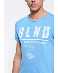 Мужская голубая футболка с круглым вырезом с принтом от BLEND