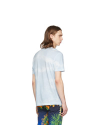 Мужская голубая футболка с круглым вырезом с принтом от Versace