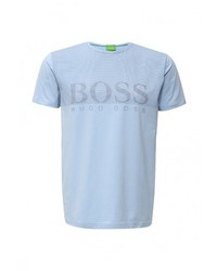 Мужская голубая футболка с круглым вырезом с принтом от Boss Green