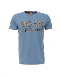 Мужская голубая футболка с круглым вырезом с принтом от Boss Orange