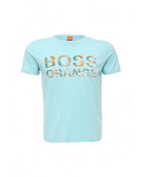 Мужская голубая футболка с круглым вырезом с принтом от Boss Orange