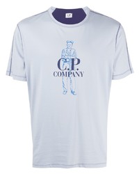 Мужская голубая футболка с круглым вырезом с принтом от C.P. Company