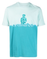 Мужская голубая футболка с круглым вырезом с принтом от C.P. Company