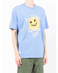 Мужская голубая футболка с круглым вырезом с принтом от Chocoolate