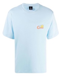 Мужская голубая футболка с круглым вырезом с принтом от CLOTTEE