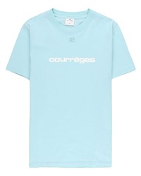 Мужская голубая футболка с круглым вырезом с принтом от Courrèges