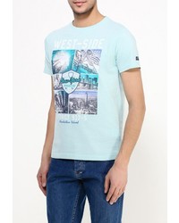 Мужская голубая футболка с круглым вырезом с принтом от E-Bound