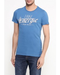 Мужская голубая футболка с круглым вырезом с принтом от Energie