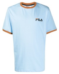 Мужская голубая футболка с круглым вырезом с принтом от Fila