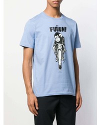 Мужская голубая футболка с круглым вырезом с принтом от PS Paul Smith