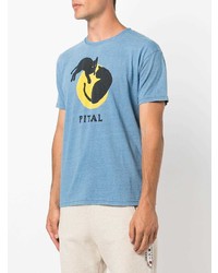 Мужская голубая футболка с круглым вырезом с принтом от KAPITAL