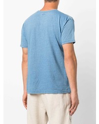 Мужская голубая футболка с круглым вырезом с принтом от KAPITAL