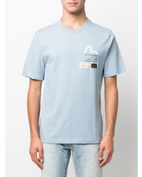 Мужская голубая футболка с круглым вырезом с принтом от Evisu