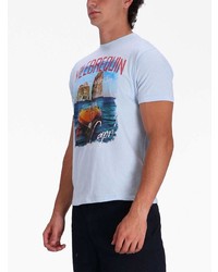 Мужская голубая футболка с круглым вырезом с принтом от Vilebrequin