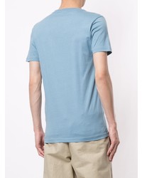 Мужская голубая футболка с круглым вырезом с принтом от Paul Smith